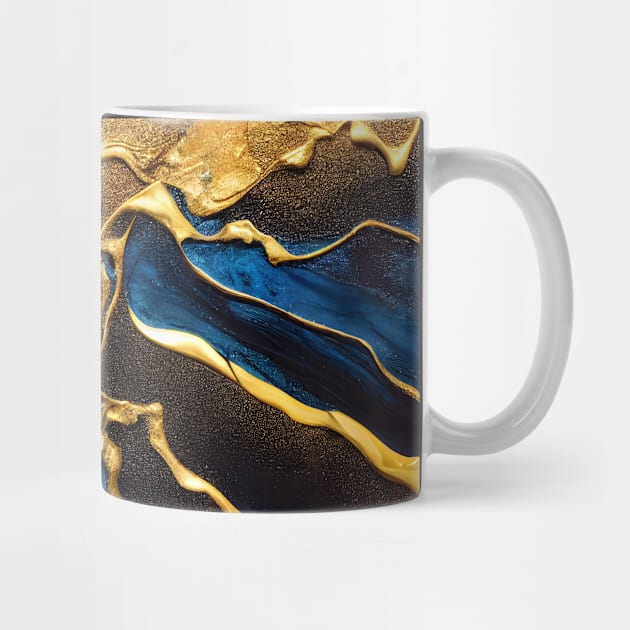 Fluid art gold with blue paint. by RulizGi